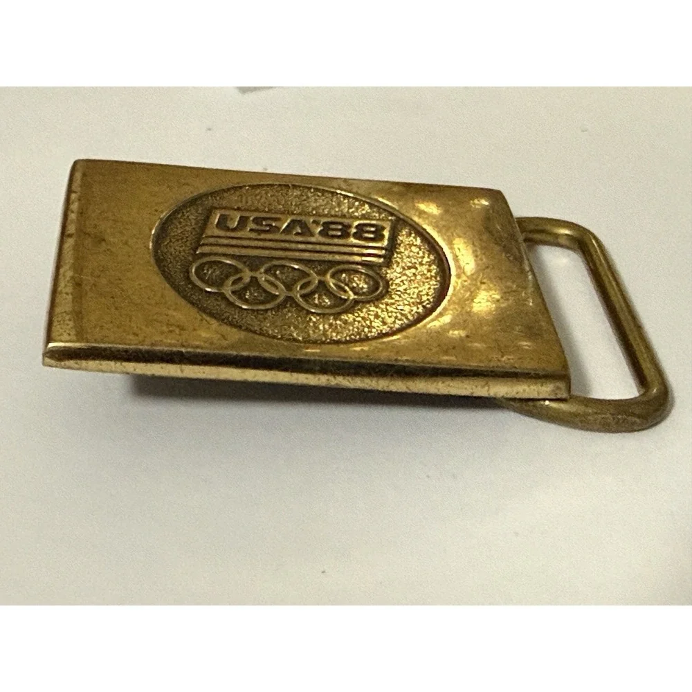 United States Olympic Sports 1988 Commemorative Vintage Solid Brass Belt Buckle